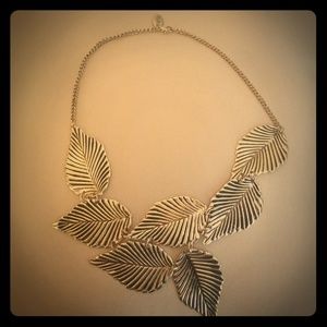 Golden Leaves Statement Necklace from Mark